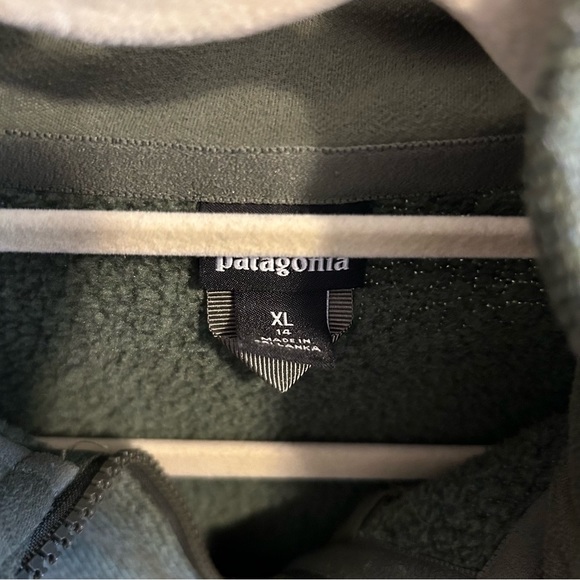 Boys Patagonia dark green better sweater 1/4 zip pullover jacket size 14 XL - Picture 7 of 7